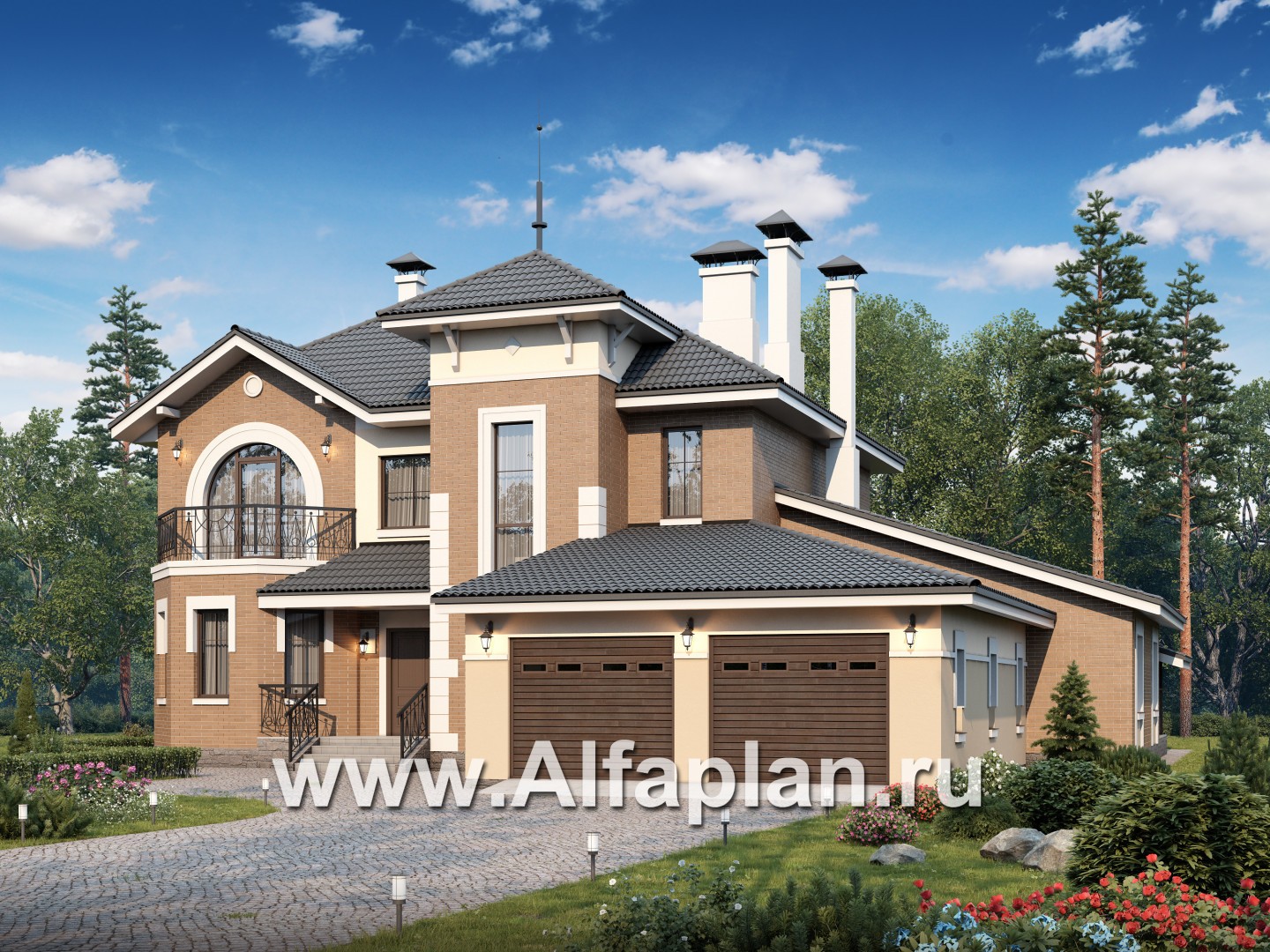 Проекты домов Альфаплан - 137Б «Феникс» + СПА-центр 288В - удобный дом с комплексом для отдыха - основное изображение
