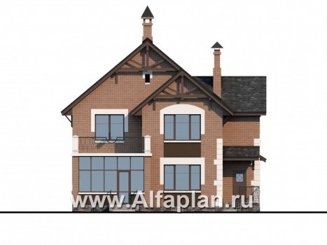 Проекты домов Альфаплан - «Плоды успеха» - комфортабельный коттедж с террасой-солярием - превью фасада №4