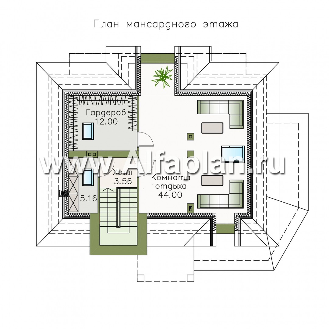 Проекты домов Альфаплан - «Разумовский» - проект двухэтажного дома, с эркером, с террасой и с балконом - план проекта №3