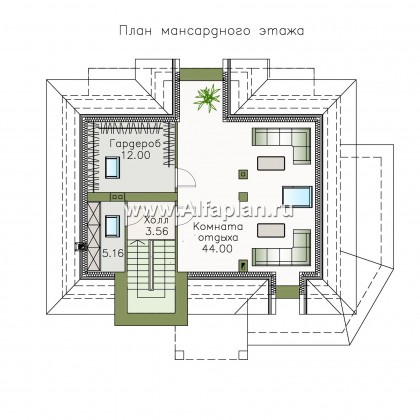 Проекты домов Альфаплан - «Разумовский» - проект двухэтажного дома, с эркером, с террасой и с балконом - превью плана проекта №3
