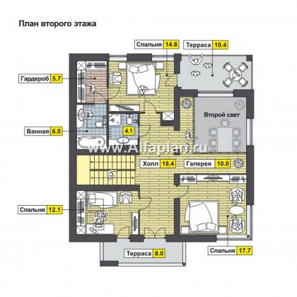 Проекты домов Альфаплан - Современный коттедж с цокольным этажом - превью плана проекта №3