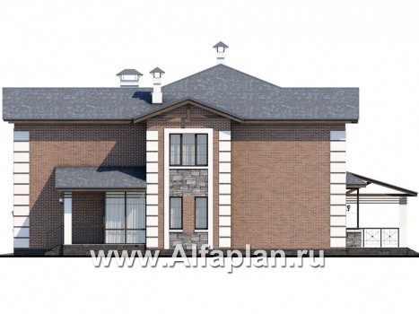 Проекты домов Альфаплан - «Вяземский» - комфортабельный коттедж с террасами для отдыха - превью фасада №2