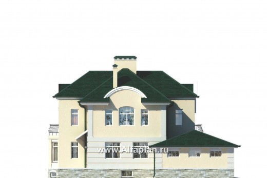 Проекты домов Альфаплан - Комфортабельный коттедж с гаражом и бассейном - превью фасада №3