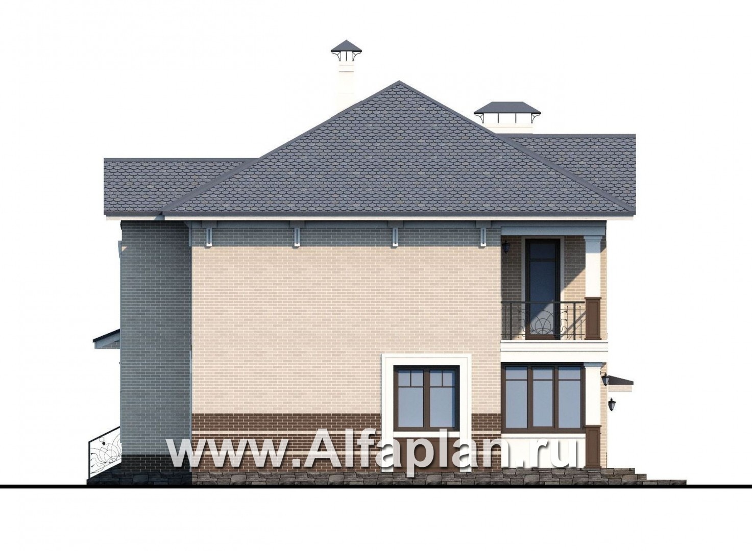 Проекты домов Альфаплан - «Зазеркалье»- проект элегантного  компактного коттеджа с гаражом - изображение фасада №2