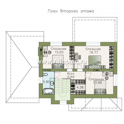 Проекты домов Альфаплан - «Лас Флорес» - романтический коттедж оптимальной площади с гаражом - превью плана проекта №2