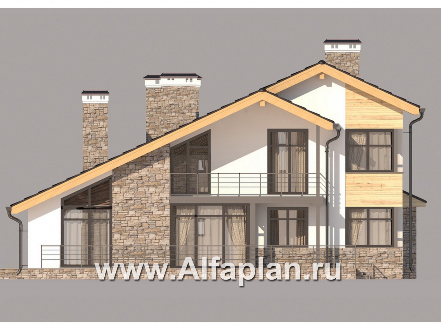 Проекты домов Альфаплан - Современный коттедж для большой семьи - изображение фасада №1