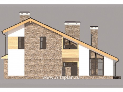 Проекты домов Альфаплан - Современный коттедж для большой семьи - превью фасада №4