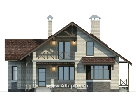 Проекты домов Альфаплан - «Зальцбург» - рациональный план дома, двускатная крыша - превью фасада №4