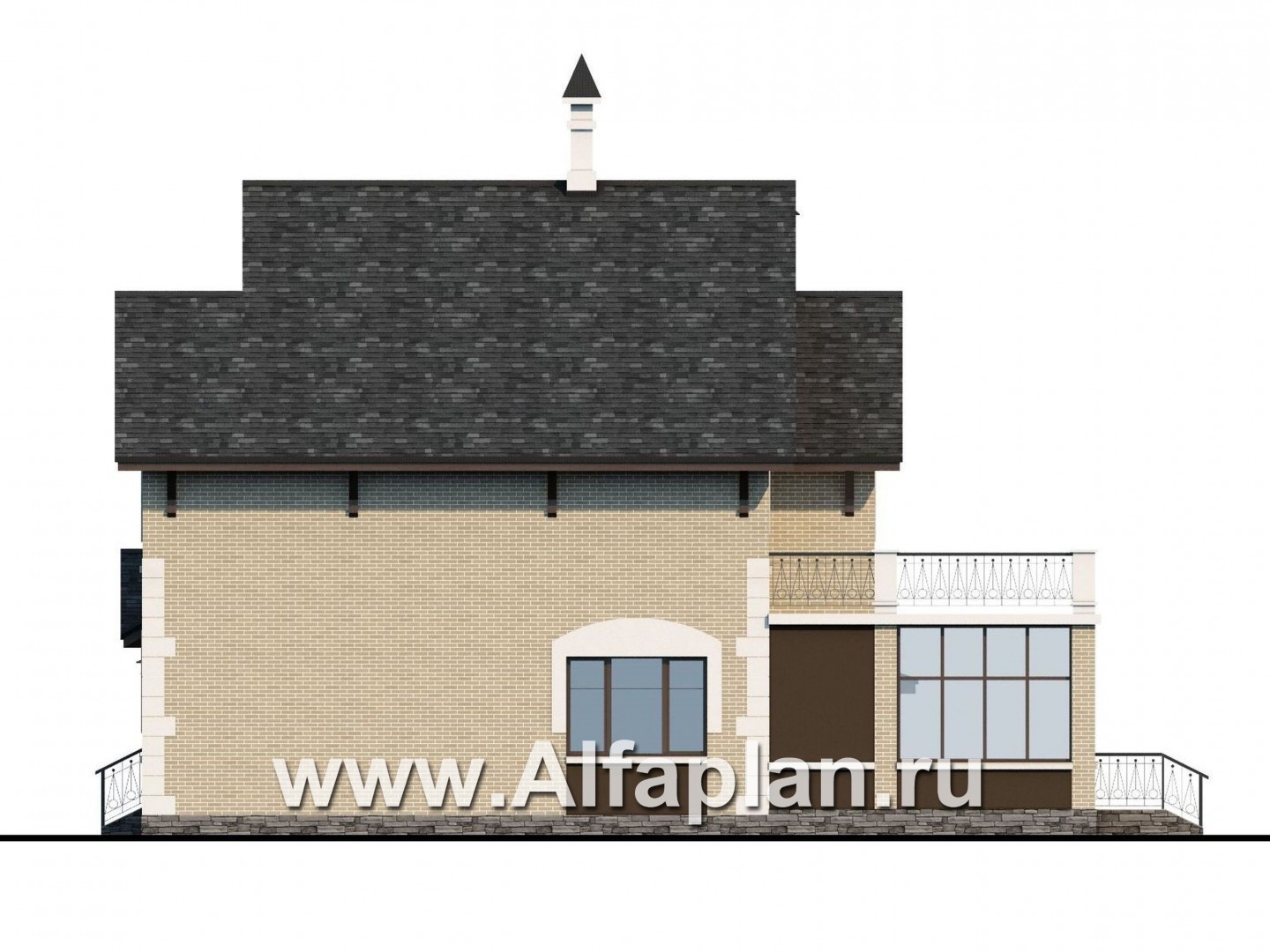 Проекты домов Альфаплан - «Плоды успеха»- удобный коттедж с гаражом и террасой - изображение фасада №2