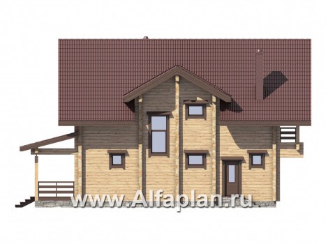 Проекты домов Альфаплан - Деревянный дом для большой семьи - превью фасада №4