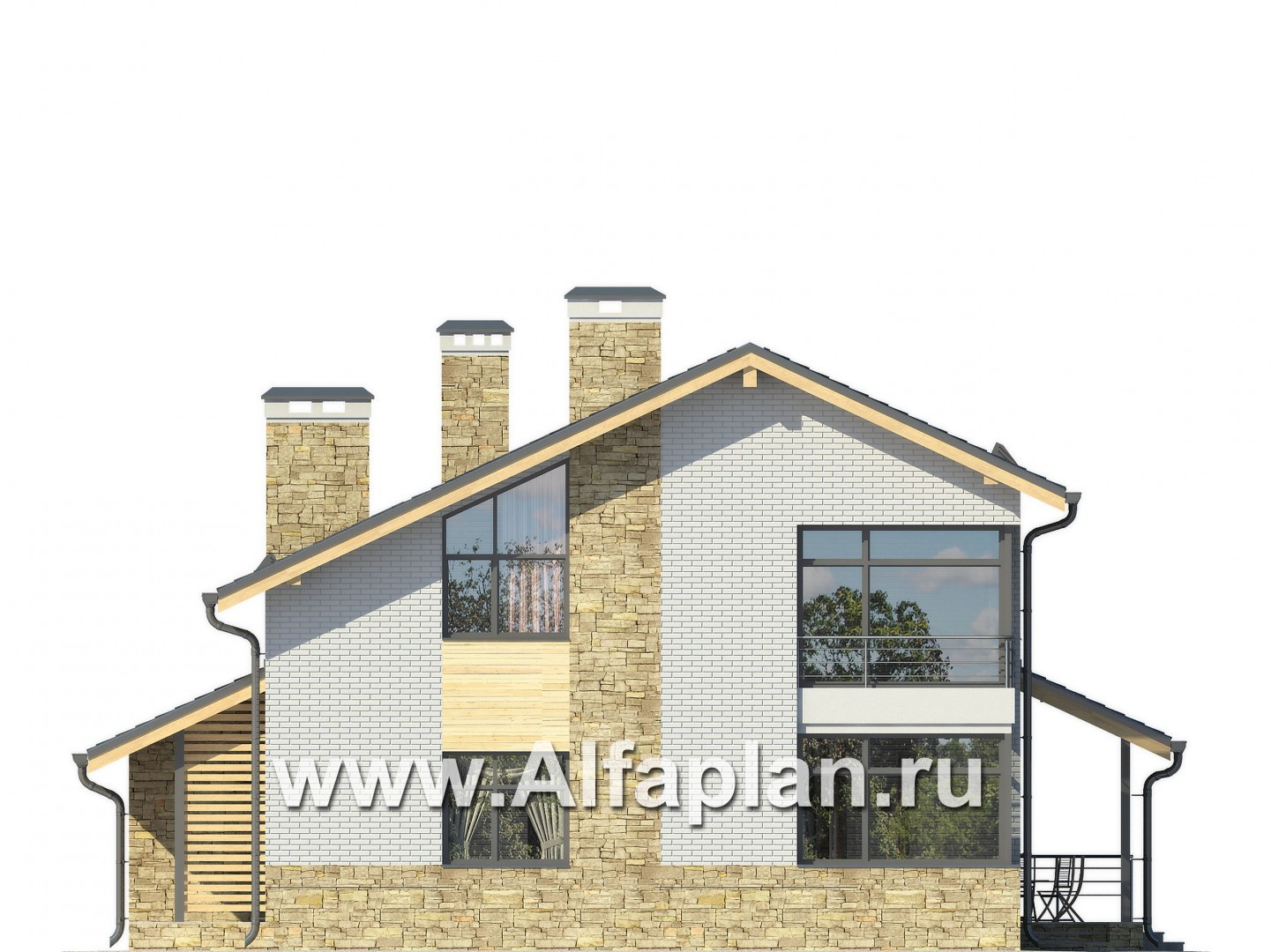 Проекты домов Альфаплан - Комфортабельный дом в современном стиле - изображение фасада №3