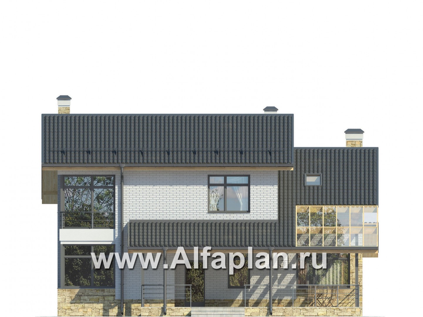 Проекты домов Альфаплан - Комфортабельный дом в современном стиле - изображение фасада №4