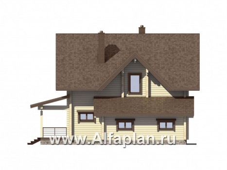 Проекты домов Альфаплан - Небольшой деревянный дом для загородного отдыха - превью фасада №4