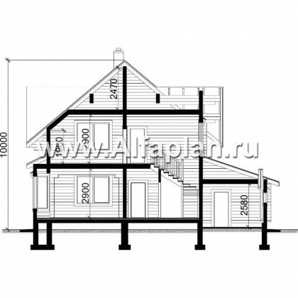 Проекты домов Альфаплан - Небольшой деревянный дом для загородного отдыха - превью плана проекта №3