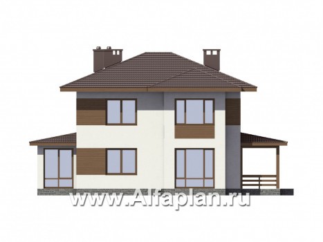 Проекты домов Альфаплан - Комфортный дом для большой семьи - превью фасада №2