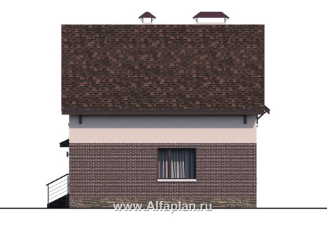 Проекты домов Альфаплан - «Оптима»- проект современного дома с мансардой, из кирпичей или газобетона - превью фасада №2