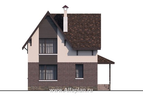 Проекты домов Альфаплан - «Оптима»- проект современного дома с мансардой, из кирпичей или газобетона - превью фасада №4