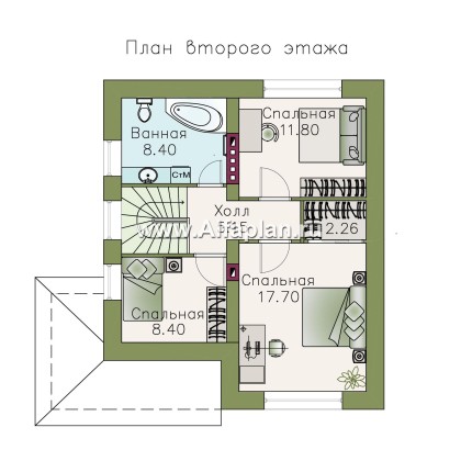 Проекты домов Альфаплан - «Оптима»- проект современного дома с мансардой, из кирпичей или газобетона - превью плана проекта №2