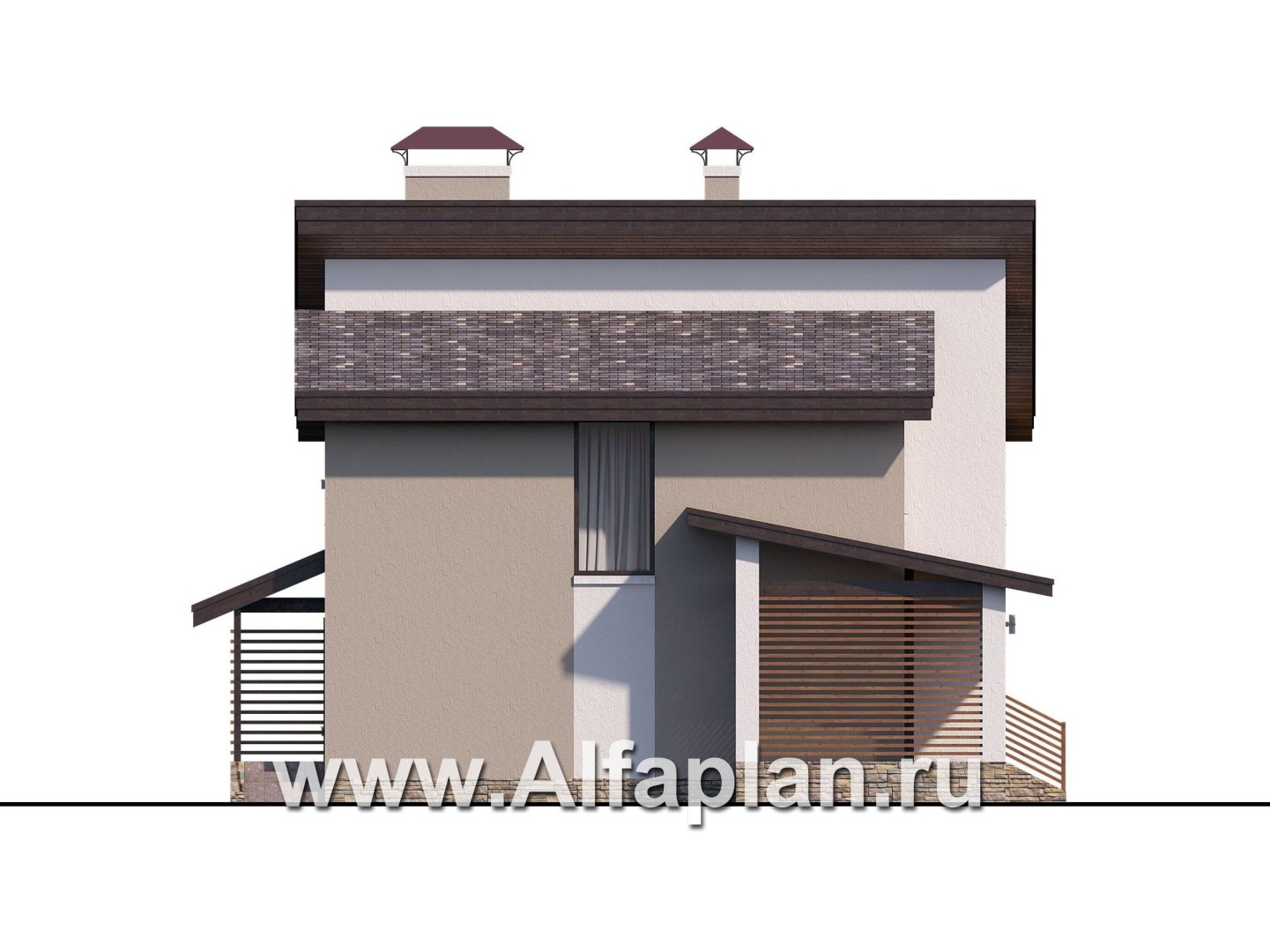 Проекты домов Альфаплан - «Оптима»- проект двухэтажного дома, в современном стиле, удобный план - изображение фасада №3