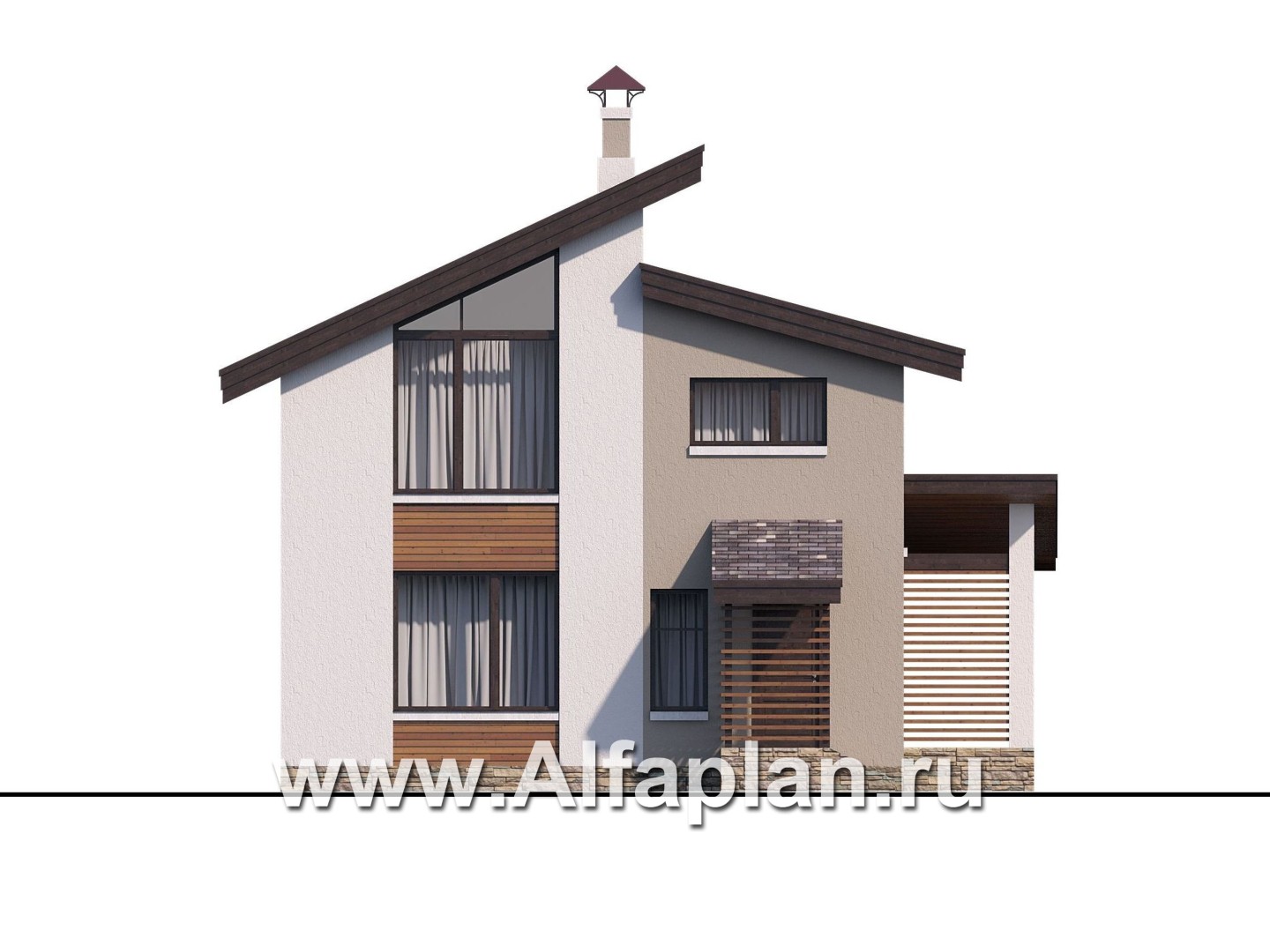 Проекты домов Альфаплан - «Оптима»- проект двухэтажного дома, в современном стиле, удобный план - изображение фасада №4
