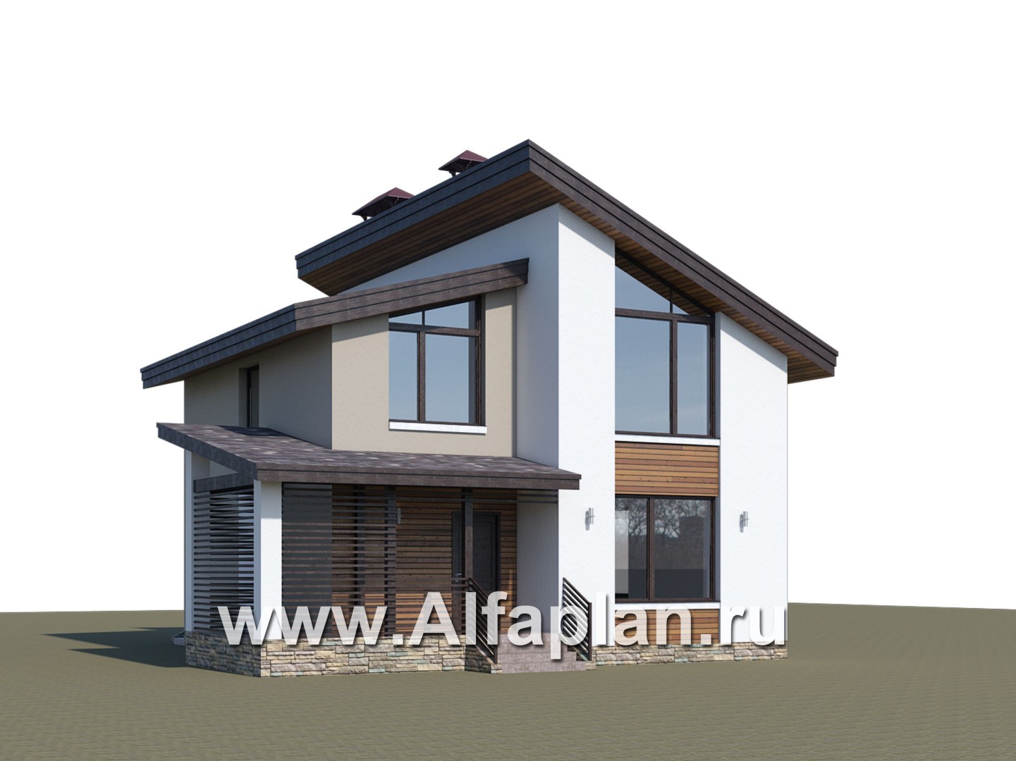 Проекты домов Альфаплан - «Оптима»- проект двухэтажного дома, в современном стиле, удобный план - дополнительное изображение №1