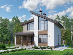 Проекты домов Альфаплан - «Оптима»- проект двухэтажного дома, в современном стиле, удобный план - превью основного изображения
