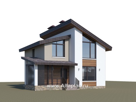 Проекты домов Альфаплан - «Оптима»- проект двухэтажного дома, в современном стиле, удобный план - превью дополнительного изображения №1