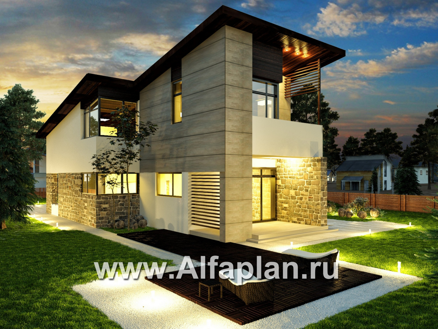 Проекты домов Альфаплан - Коттедж для участка с рельефом - дополнительное изображение №1