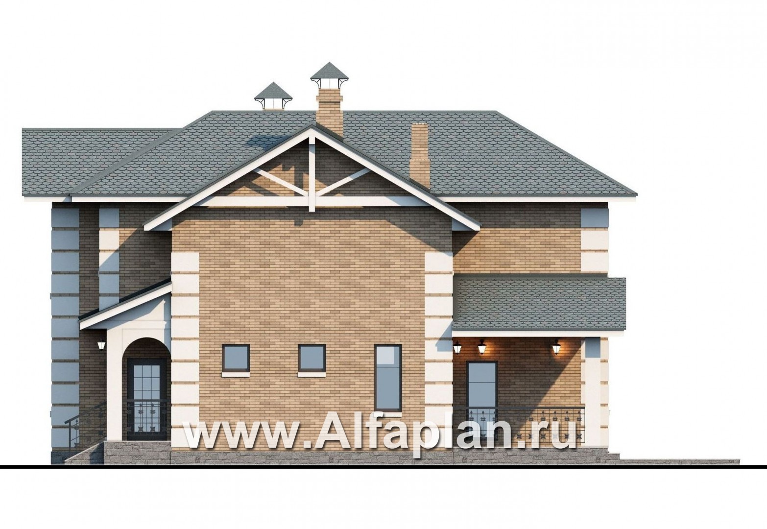 Проекты домов Альфаплан - «Потемкин» - элегантный двуxэтажный коттедж - изображение фасада №2