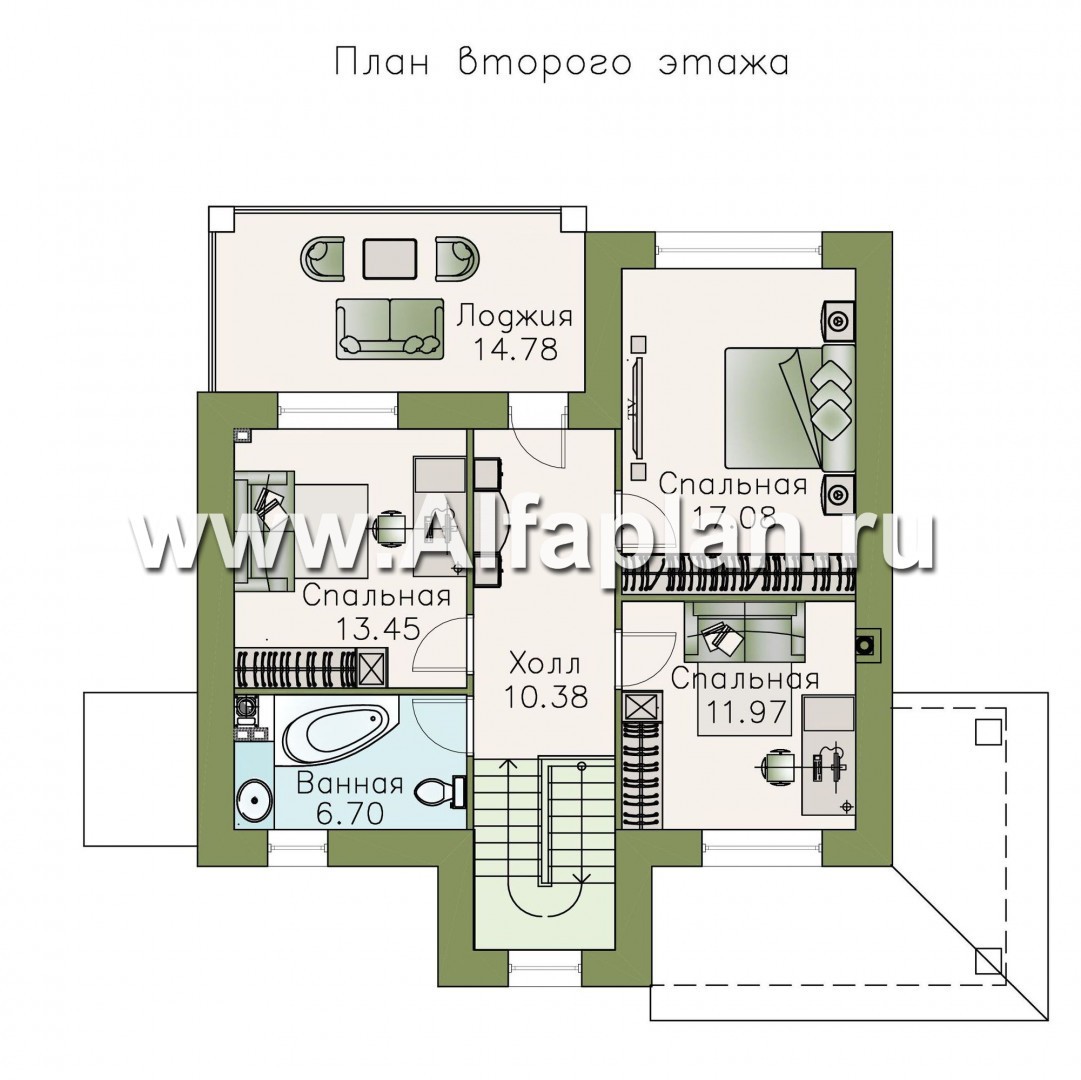 Проекты домов Альфаплан - «Виконт» - компактный дом с отличной планировкой - план проекта №2