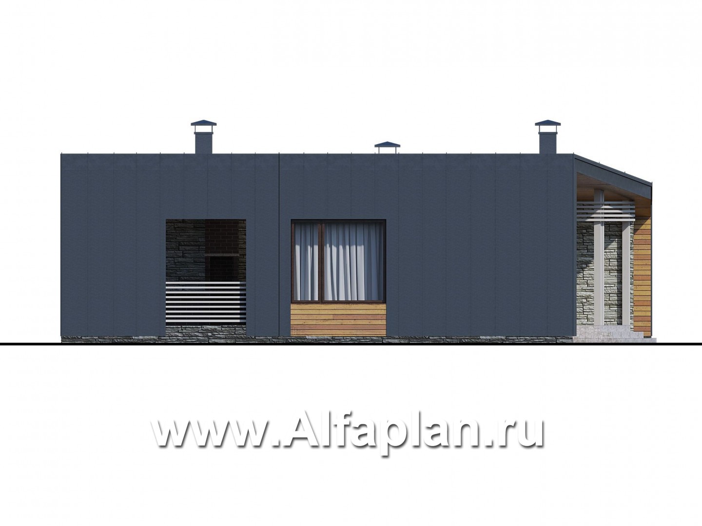 Проекты домов Альфаплан - «Дельта» - современный коттедж с фальцевыми фасадами - изображение фасада №3