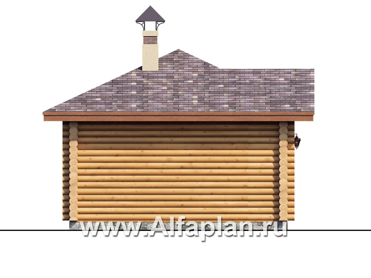 Проекты домов Альфаплан - Баня из бревен с террасой для небольшого участка - изображение фасада №3