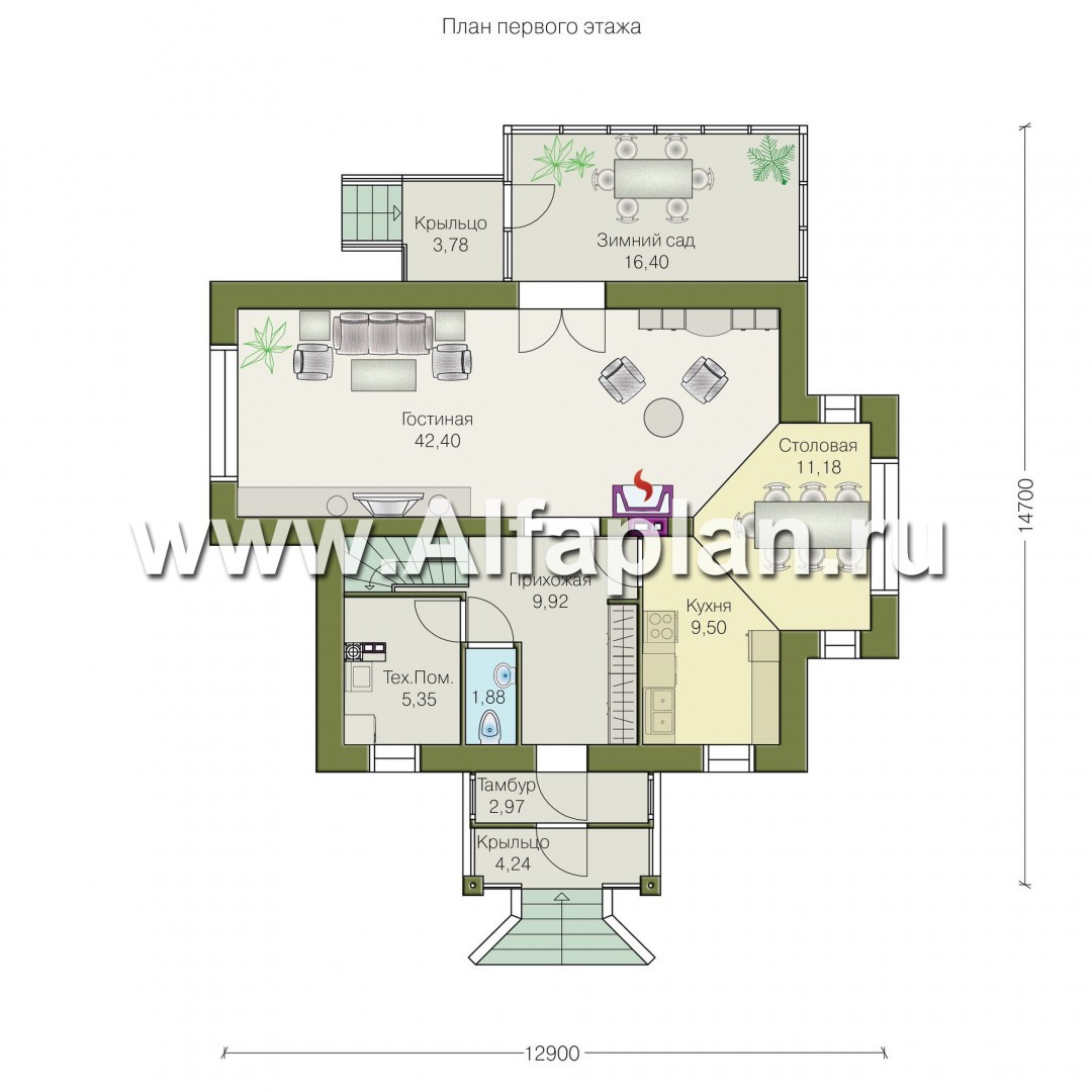 Проекты домов Альфаплан - «Аристократ» -  современный особняк в стиле модерн - изображение плана проекта №1