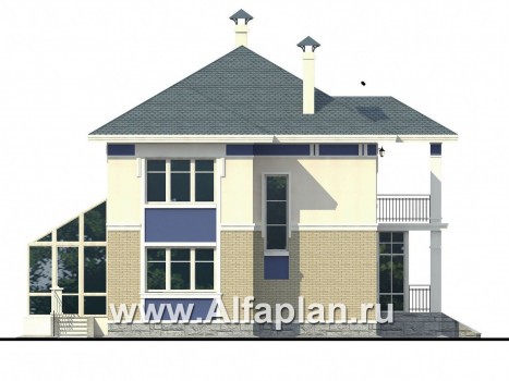 Проекты домов Альфаплан - «Аристократ» -  современный особняк в стиле модерн - превью фасада №3