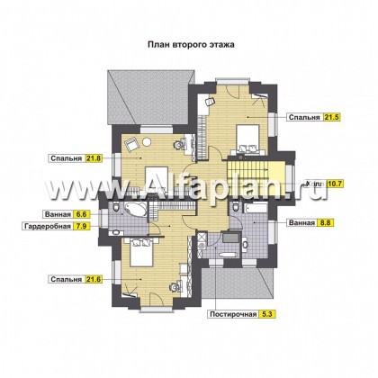 Проекты домов Альфаплан - Двухэтажный коттедж c удобной планировкой - превью плана проекта №2