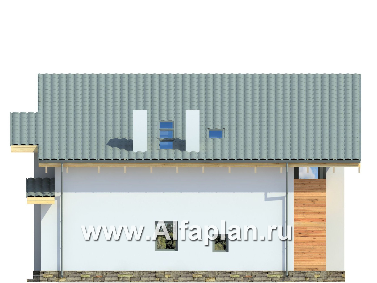 Проекты домов Альфаплан - Эффектный дом с односкатной кровлей - изображение фасада №2