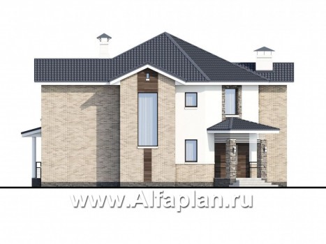 Проекты домов Альфаплан - «Махаон» - эксклюзивный дом с диагональным построением - превью фасада №3