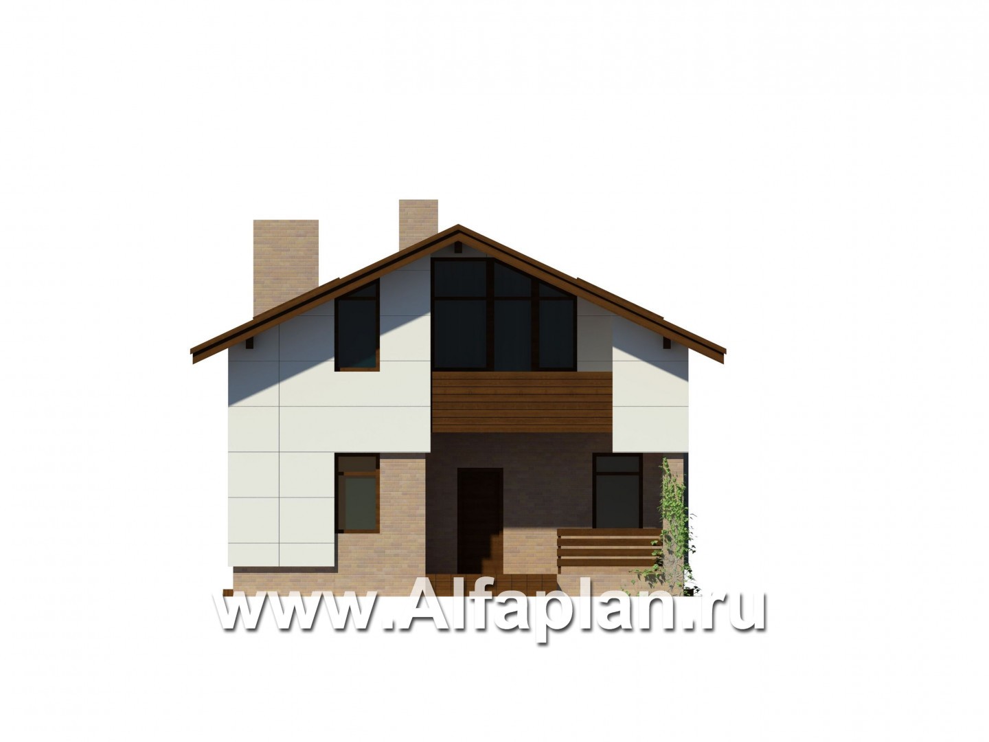 Проекты домов Альфаплан - Современный каркасный коттедж для узкого участка - изображение фасада №3