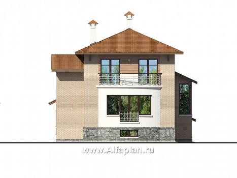 Проекты домов Альфаплан - «Светлая жизнь» - современный  коттедж с большими окнами - превью фасада №4