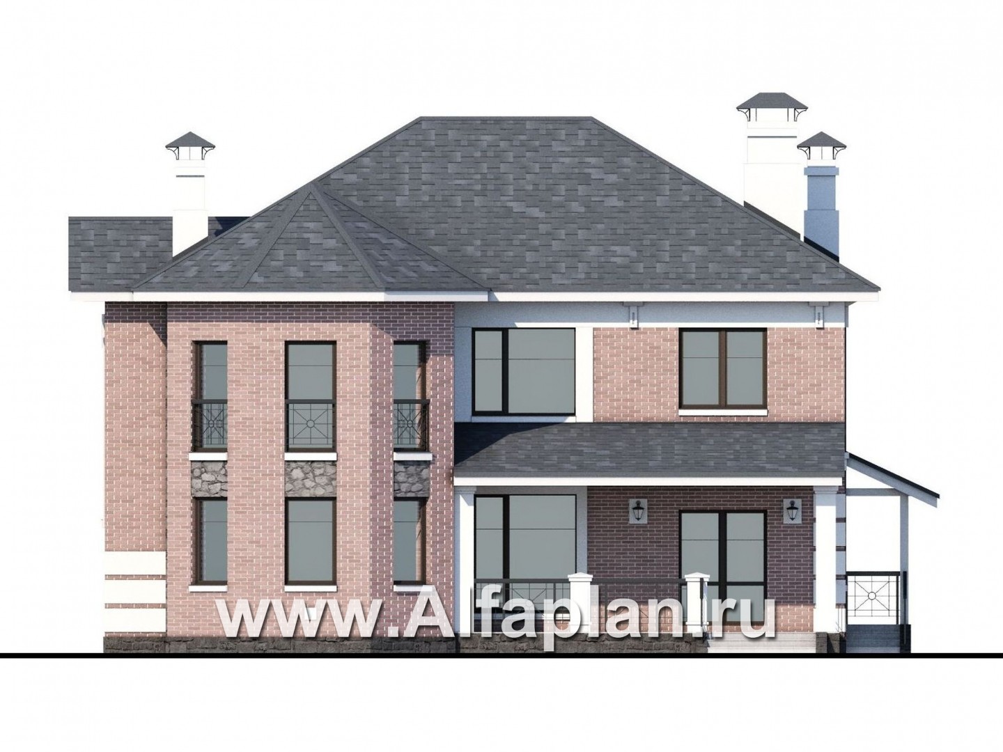 Проекты домов Альфаплан - «Затерянный рай» - коттедж с отличной планировкой - изображение фасада №4