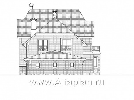 Проекты домов Альфаплан - «Ясная поляна» - удобный коттедж для большой семьи - превью фасада №3