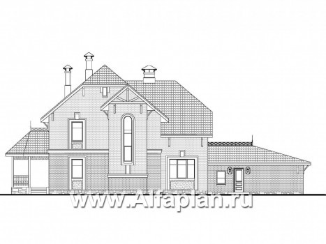 Проекты домов Альфаплан - «Ясная поляна» - удобный коттедж для большой семьи - превью фасада №4