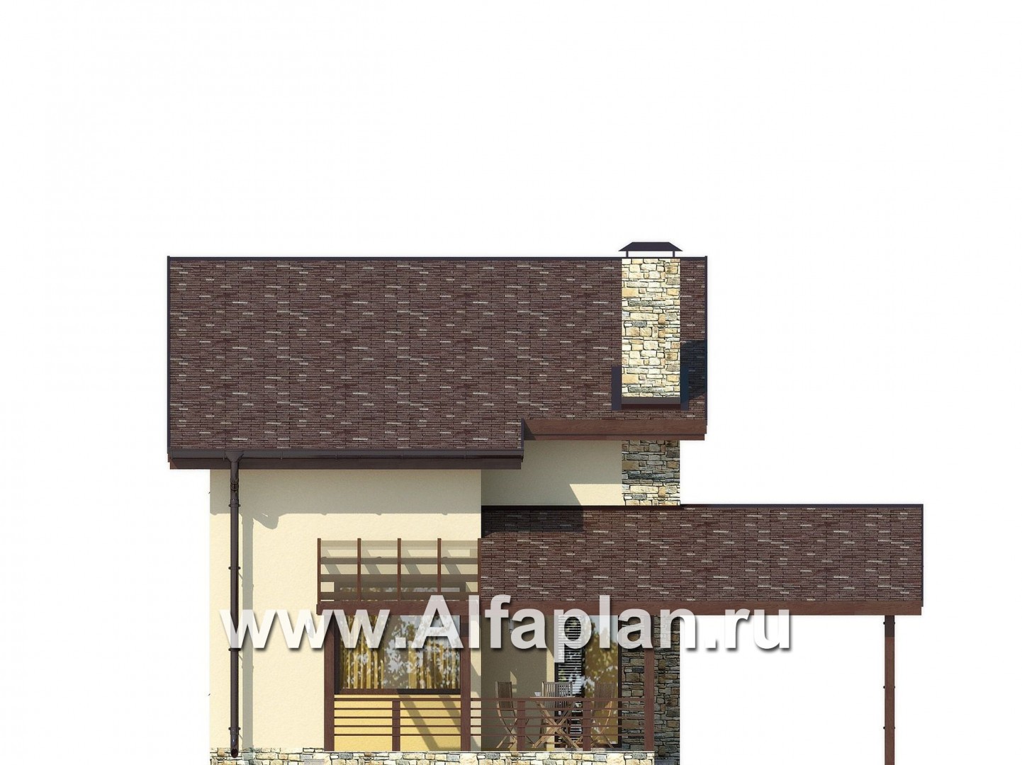 Проекты домов Альфаплан - Компактный каркасный дом для узкого участка - изображение фасада №3