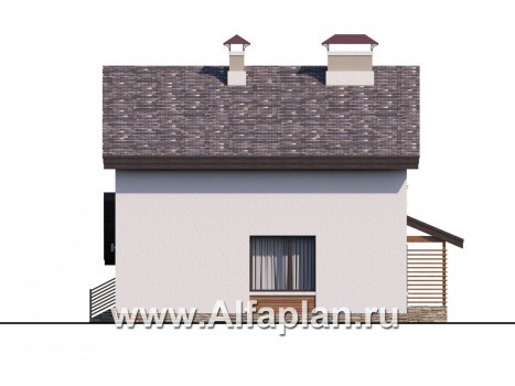 Проекты домов Альфаплан - «Оптима»- стильный небольшой дом с гаражом-навесом - превью фасада №2