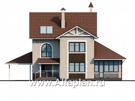 Проекты домов Альфаплан - «Оккервиль» - элегантный коттедж для большой семьи - превью фасада №4