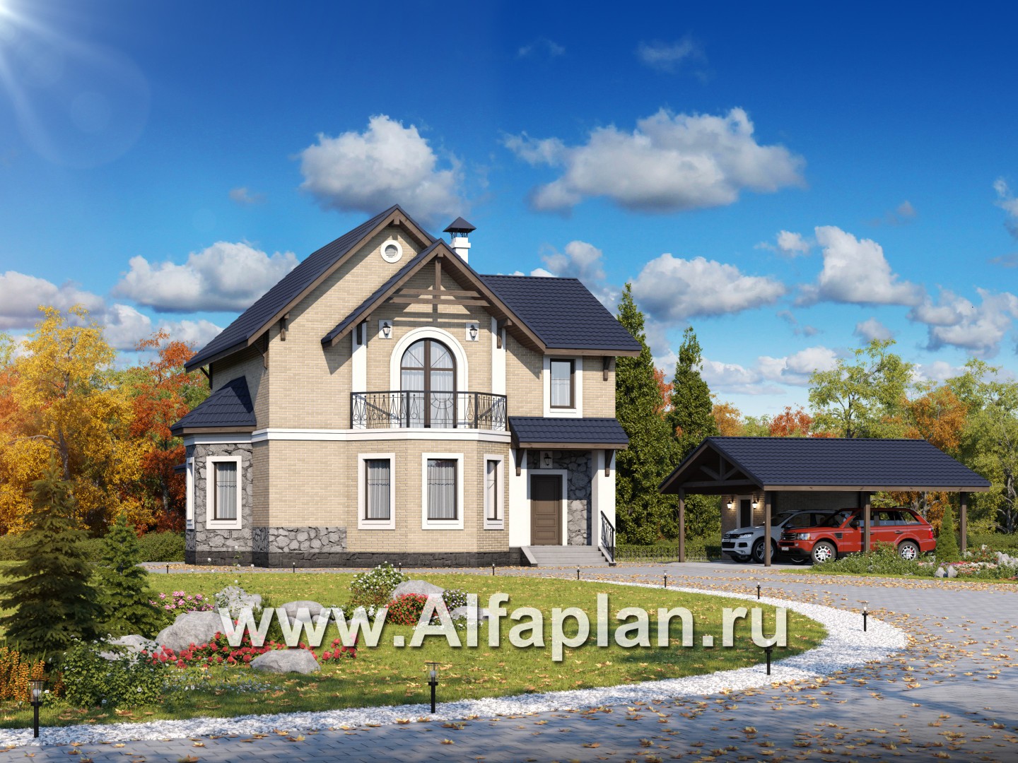 Проекты домов Альфаплан - «Бригантина»_ДУО - основное изображение