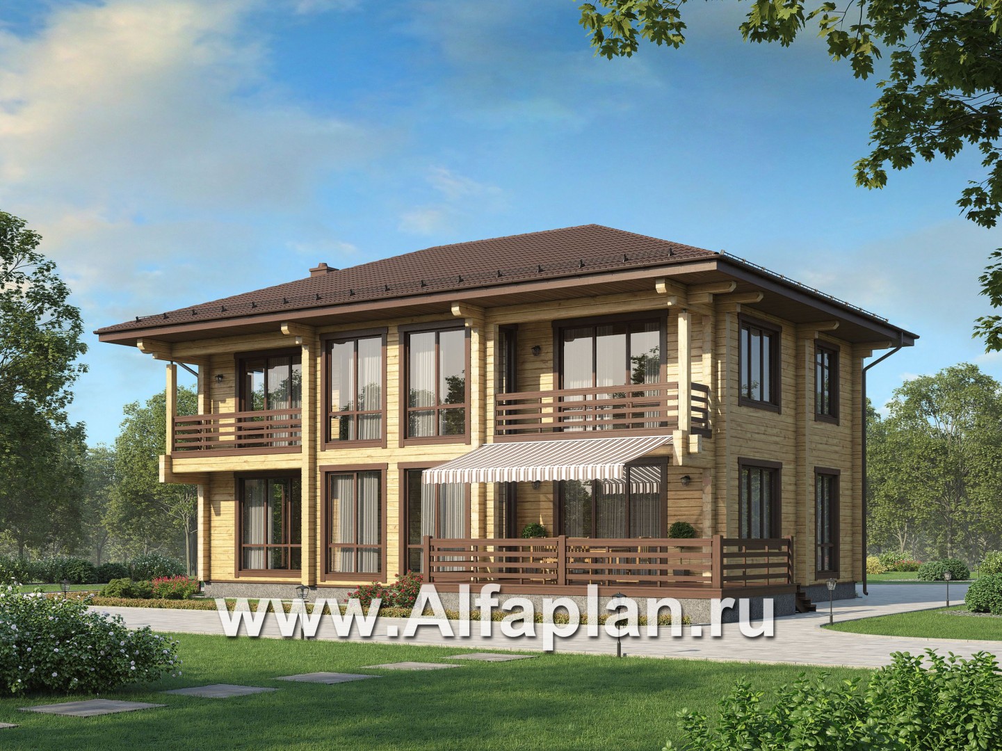 Проекты домов Альфаплан - Дом из бруса для большой семьи - дополнительное изображение №1