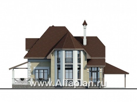Проекты домов Альфаплан - «Клио» - коттедж с угловой террасой - превью фасада №1