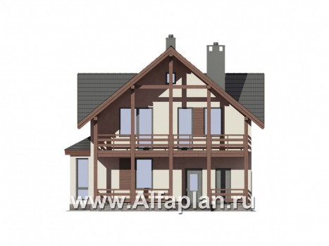 Проекты домов Альфаплан - Компактный дом с террасой - превью фасада №1