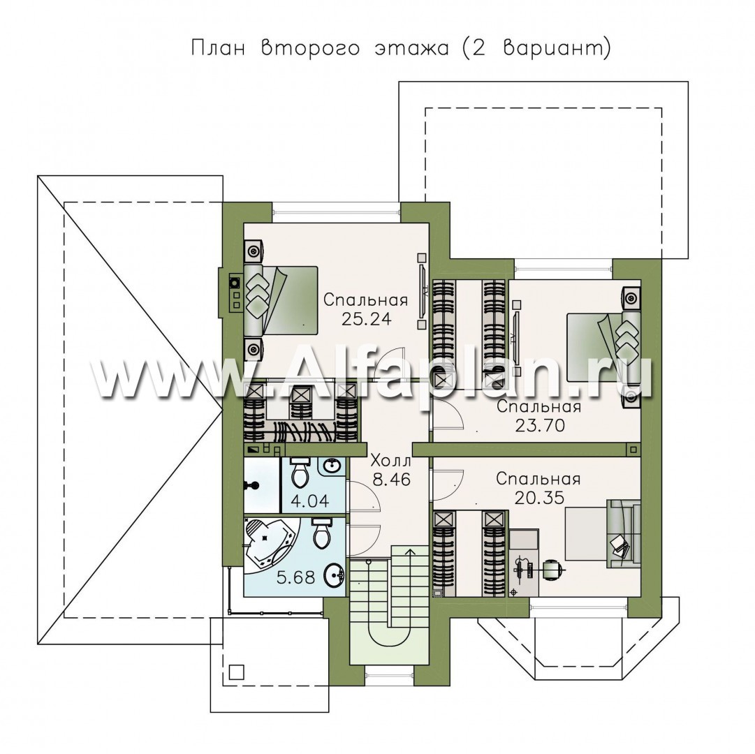 Проекты домов Альфаплан - «Оазис» - изысканный комфортный коттедж с гаражом - изображение плана проекта №3